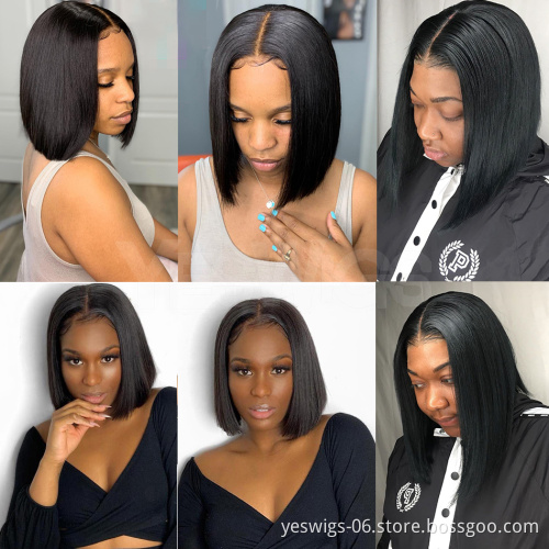 Cheap Straight Short Bob Wig Natural Human Hair Hd Full Transparent Lace Front Wig Raw Indian Virgin Human Hair Lace Frontal Wig